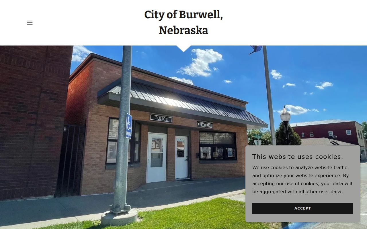 Burwell court records reference showing the official City of Burwell landing page without a municipal docket search